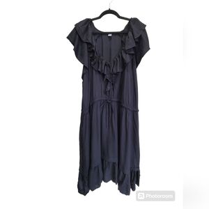 OLD NAVY 4X Ruffled V Neck and Hem with Waist Drawstring Midi Dress